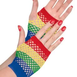 AMSCAN Gloves And Arm Warmers Color Wheel Fishnet Glovelettes
