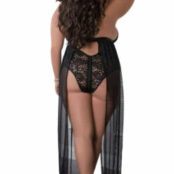 G World Intimates Plus Size Lingerie Plus Size Black Zipper Crotch Teddy Gown