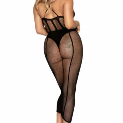 Leg Avenue Lingerie Black Net And Opaque Bodysuit And Skirt