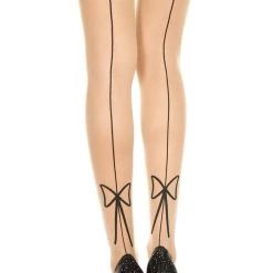 Music Legs Backseam And Bow Sheer Thigh Highs Hosiery