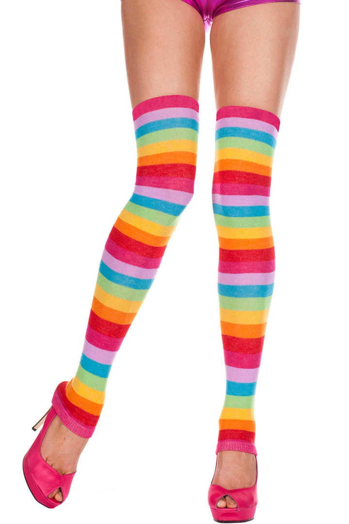 Music Legs Hosiery Rainbow Thigh High Footless Stockings 1 Music Legs Hosiery Rainbow Thigh High Footless Stockings