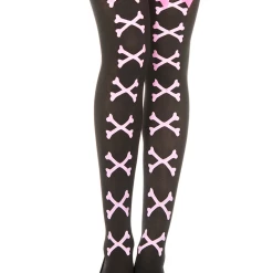 Music Legs Cross Bone With Bows Thigh High Stockings Hosiery