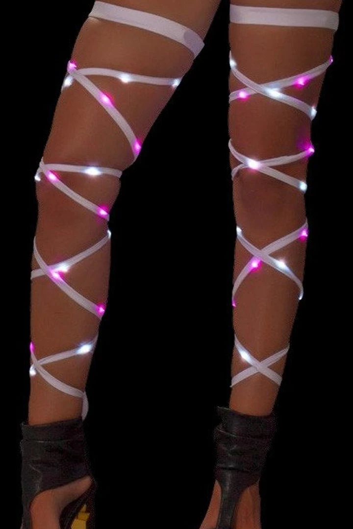 J. Valentine Music Festival Wear Light Up Leg Wraps - Pink-White 1 J. Valentine Music Festival Wear Light Up Leg Wraps - Pink-White