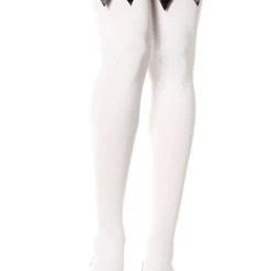 Music Legs White Thigh High Stockings With Black Bows Hosiery
