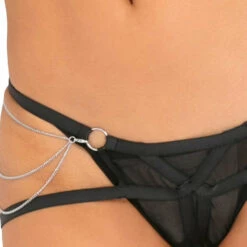 René Rofé Bondage Harness & Panty Chain Lingerie Set