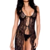Music Legs Black Lace Open Front Lingerie Gown
