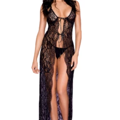 Music Legs Black Lace Open Front Lingerie Gown 8 Music Legs Black Lace Open Front Lingerie Gown