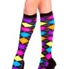 Music Legs Multi-color Argyle Knee High Stockings Hosiery