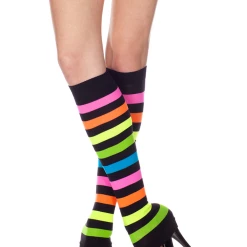 Music Legs Rainbow Footless Knee High Leg Warmers Hosiery