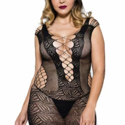 Music Legs Black Shredded Straps Bodystocking Dress