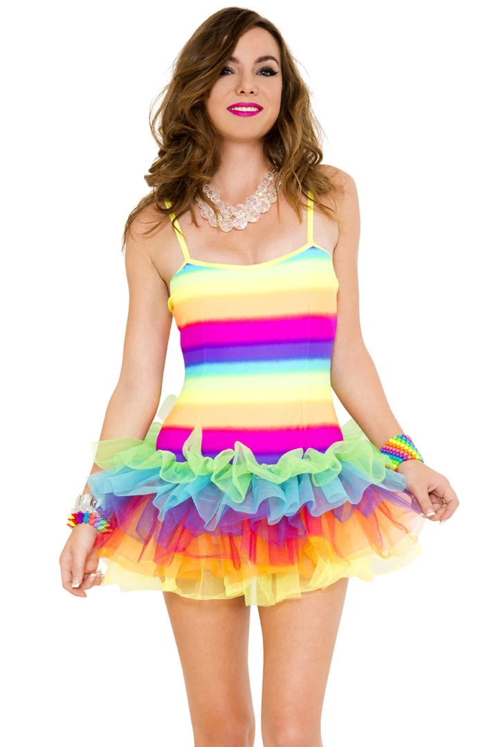 Music Legs Music Festival Wear Rainbow Stretch Mini Tutu Dress 1 Music Legs Music Festival Wear Rainbow Stretch Mini Tutu Dress
