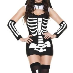 Music Legs Sexy Halloween Costumes No Bones Nun Costume