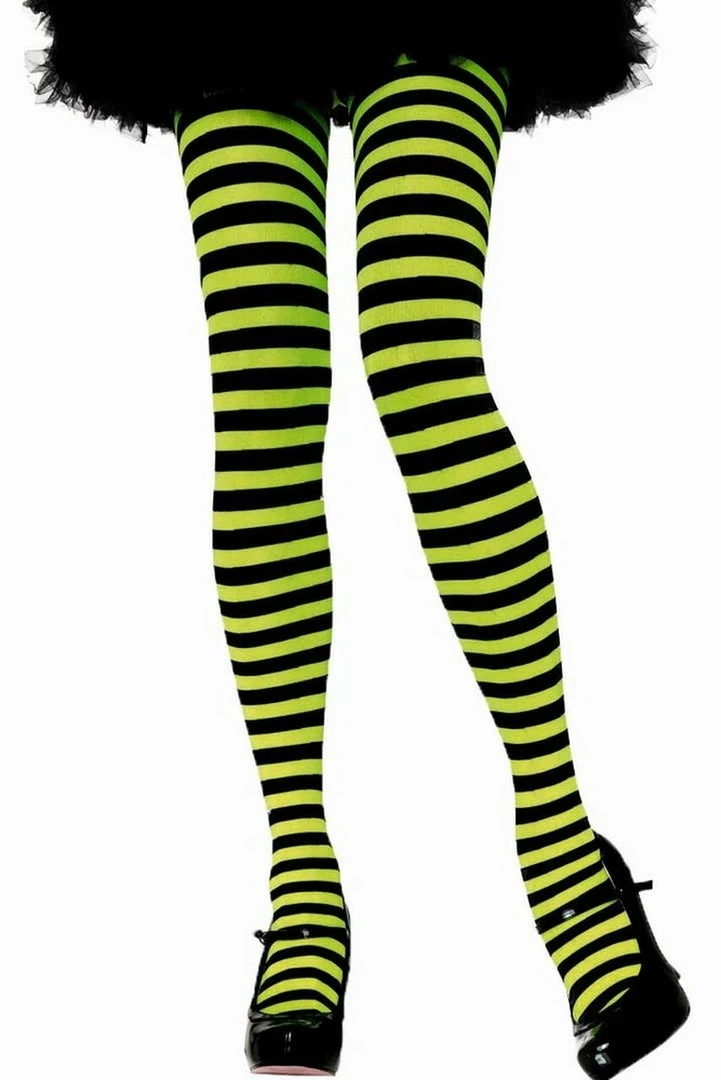 Leg Avenue Black And Lime Green Striped Pantyhose 4 Leg Avenue Black And Lime Green Striped Pantyhose