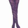Leg Avenue Hosiery Black And Purple Striped Pantyhose