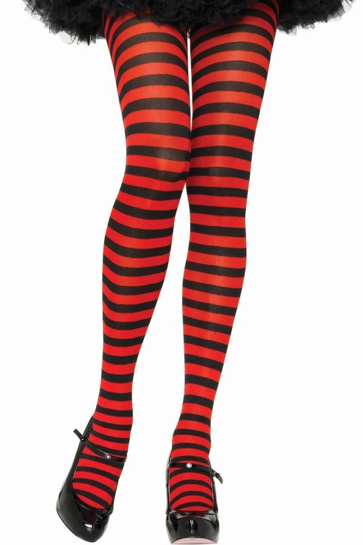 Leg Avenue Black And Red Striped Pantyhose Hosiery 1 Leg Avenue Black And Red Striped Pantyhose Hosiery