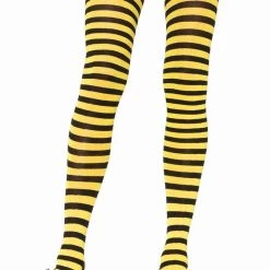 Leg Avenue Hosiery Black And Yellow Striped Pantyhose