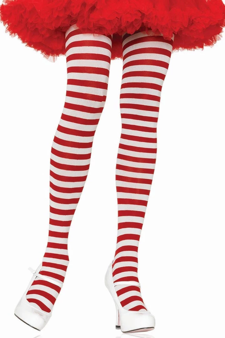 Leg Avenue White And Red Striped Pantyhose 1 Leg Avenue White And Red Striped Pantyhose