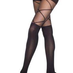 Music Legs Hosiery Black Leg Wrap Footless Tights