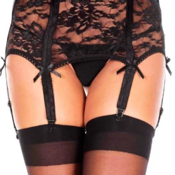 Music Legs High Waist Floral Lace Garterbelt Lingerie