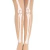 Leg Avenue Beige Skeleton Print Pantyhose Hosiery