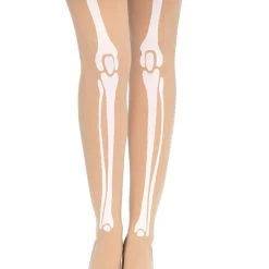 Leg Avenue Beige Skeleton Print Pantyhose Hosiery