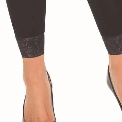 Leg Avenue Black Opaque Footless Lace Tights Hosiery