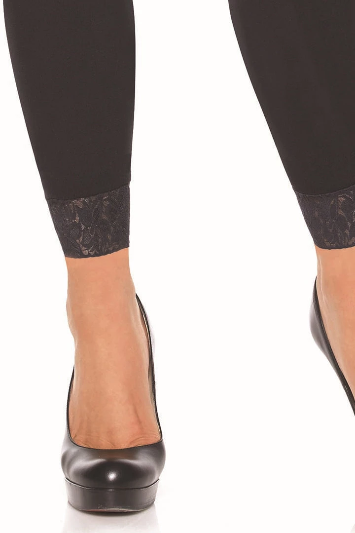 Leg Avenue Black Opaque Footless Lace Tights Hosiery 2 Leg Avenue Black Opaque Footless Lace Tights Hosiery