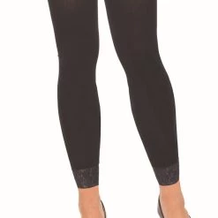 Leg Avenue Black Opaque Footless Lace Tights Hosiery