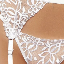 Popsi Lingerie White Blooming Lace Bralette And Garter Set 6 Popsi Lingerie White Blooming Lace Bralette And Garter Set