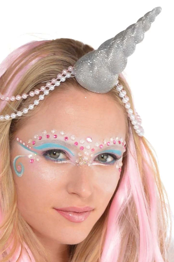 AMSCAN Silver Glitter Unicorn Horn Costume Accessory 3 AMSCAN Silver Glitter Unicorn Horn Costume Accessory