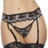 Popsi Embroidered Floral Garter Belt Lingerie