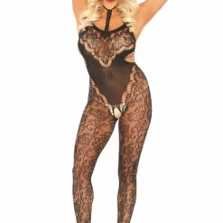 Leg Avenue Harness Halter Floral Body Stocking
