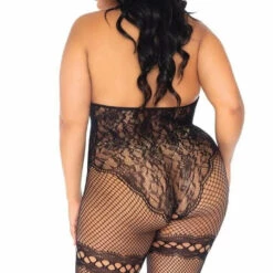 Leg Avenue Net & Lace Cupless Halter Bodystocking Lingerie