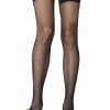 Leg Avenue Black Fishnet Thigh High Stockings & Thick Bands