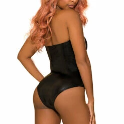 Shirley Of Hollywood Gold Chains Wet Look Sheer Bodysuit Lingerie