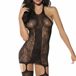 BL Brands Floral Lace Garter Dress Body Stocking