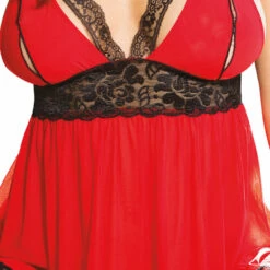 Shirley Of Hollywood Red Split Cup Mesh Babydoll & Panty 9 Shirley Of Hollywood Red Split Cup Mesh Babydoll & Panty