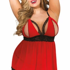 Shirley Of Hollywood Red Split Cup Mesh Babydoll & Panty 10 Shirley Of Hollywood Red Split Cup Mesh Babydoll & Panty