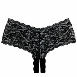 Allure Lingerie Apple Cheeks Black Crotchless Boyshort Panty