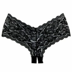 Allure Lingerie Apple Cheeks Black Crotchless Boyshort Panty