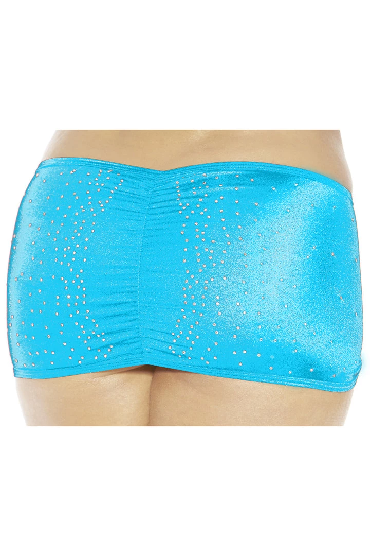 BodyShotz Bottoms Turquoise Rhinestone Scrunch Mini Skirt 2 BodyShotz Bottoms Turquoise Rhinestone Scrunch Mini Skirt