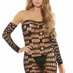 Popsi 3PC Laser Cut Bodystocking Dress