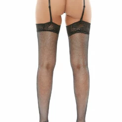 Popsi Wide Lace Garter Belt & Fishnet Thigh Highs Lingerie