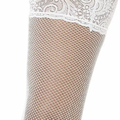 Popsi White Wide Lace Garter Belt & Fishnet Thigh Highs 9 Popsi White Wide Lace Garter Belt & Fishnet Thigh Highs