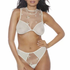 Popsi Spring Flowers White Mesh Bra & Panty Set