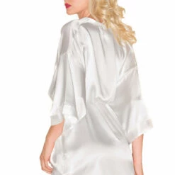 Be Wicked White Satin Kimono Robe
