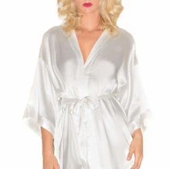 Be Wicked White Satin Kimono Robe