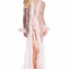 Be Wicked Robes Light Pink Marabou Feather Lingerie Robe