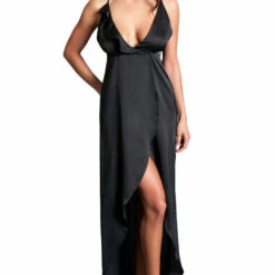 Be Wicked Black Flutter High Slit Maxi Dress Lingerie
