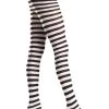 Be Wicked Hosiery Black And White Striped Tights
